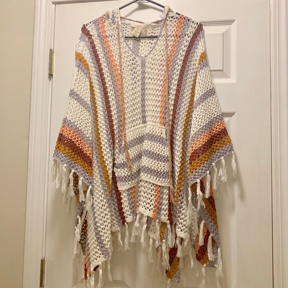 Boho knit poncho